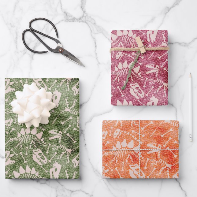 Dino Dig multi coloured  Wrapping Paper Sheet (Front)