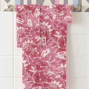 Dino Dig pink Bath Towel Set