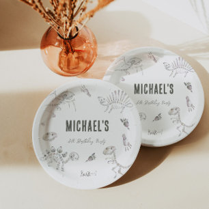 Dino Dig Round Birthday Paper Plate