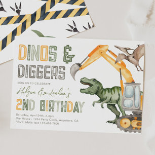 Dino Diggers 2nd Birthday Invitation