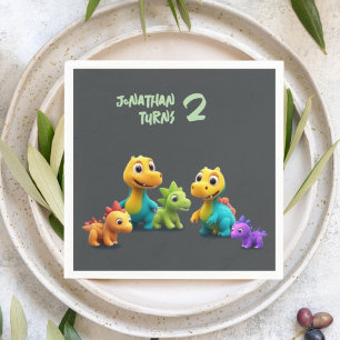 Dino dinosaur kid birthday party baby Paper Napkin