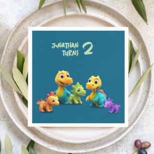 Dino dinosaur kid birthday party baby Paper Napkin