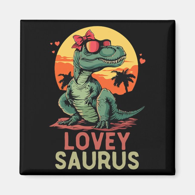 Dino Dinosaur Lovey-saurus T-rex Funny Trex  Magnet (Front)