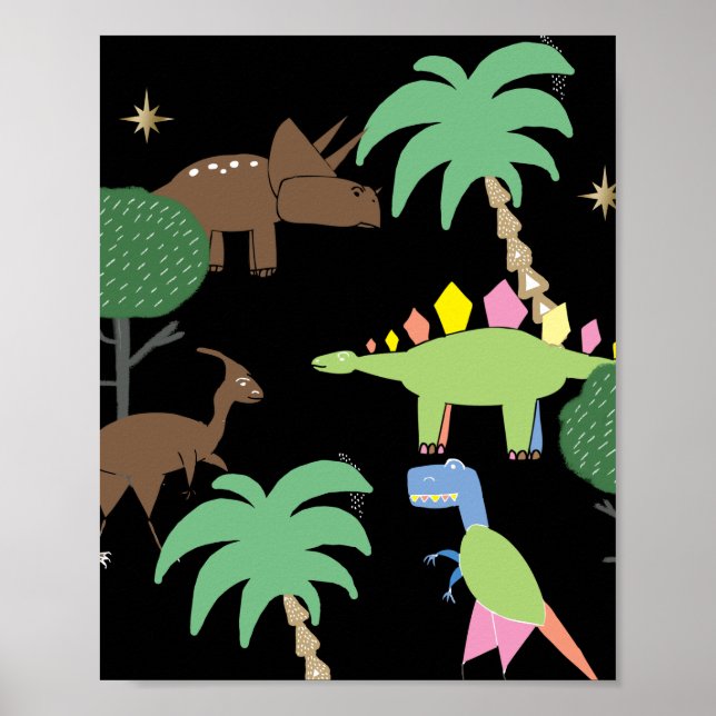 Dino Dinosaur Night In Jurrasic Park Art Kids Poster (Front)