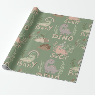 Dino dinosaurs in scandinavian style wrapping pape paper