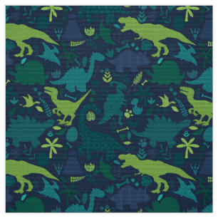 Dino Doodle Silhouettes Kids Dinosaur Fabric