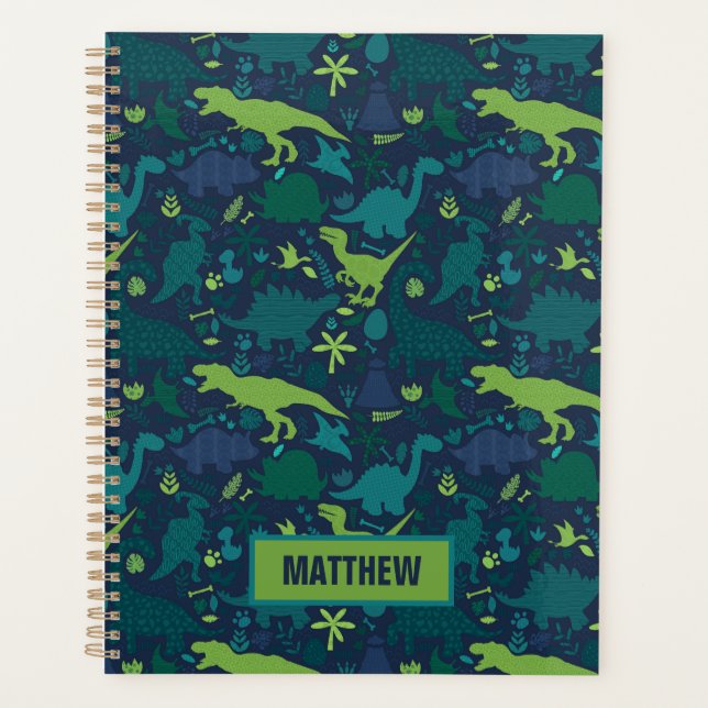 Dino Doodle Silhouettes Kids Dinosaur Planner (Front)