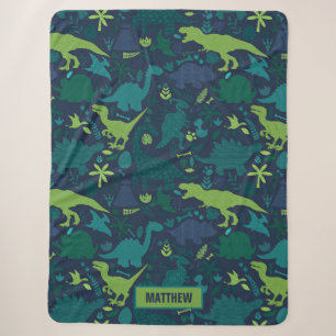 Dino Doodle Silhouettes Kids Dinosaur Sherpa Blanket