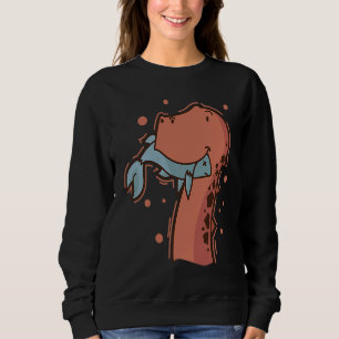 Dino eats a Fish Dinosaur Reptile Sweatshirt