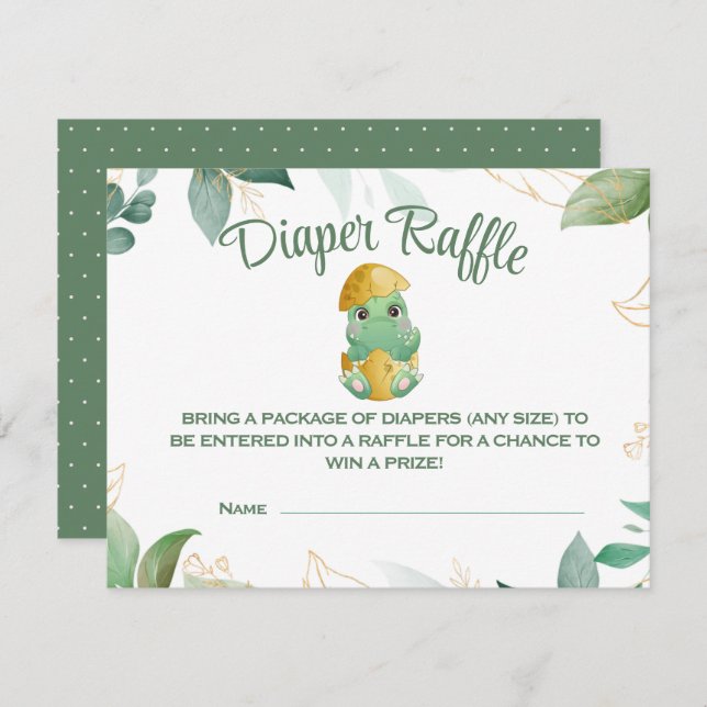 Dino Egg Baby Shower Diaper Raffle Card (Front/Back)