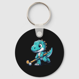 Dino Field Hockey Player Sports Gifts Key Ring