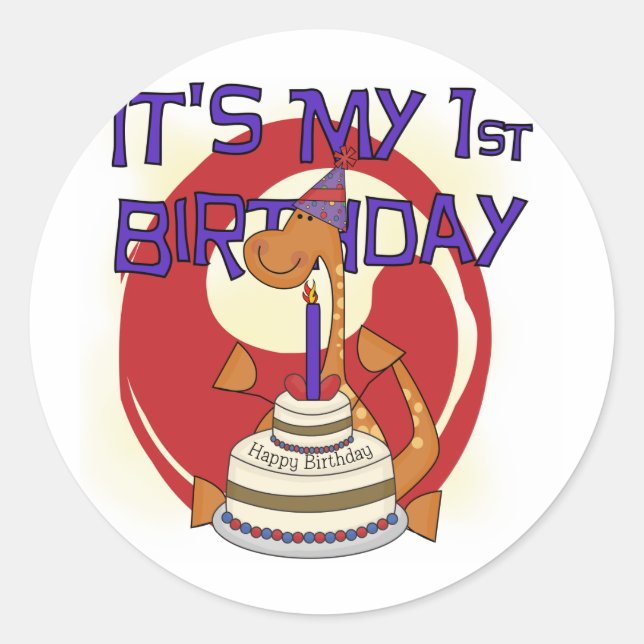 Dino First Birthday Tshirts and Gifts Classic Round Sticker (Front)