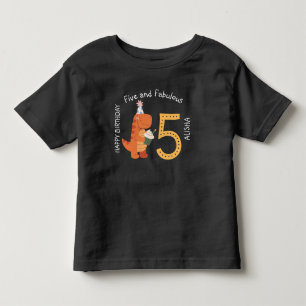 Dino Five and Fabulous 5th Birthday Toddler T-Shirt