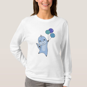 Dino Flies With Balloons Cute Animals Dinosaurs T-Shirt