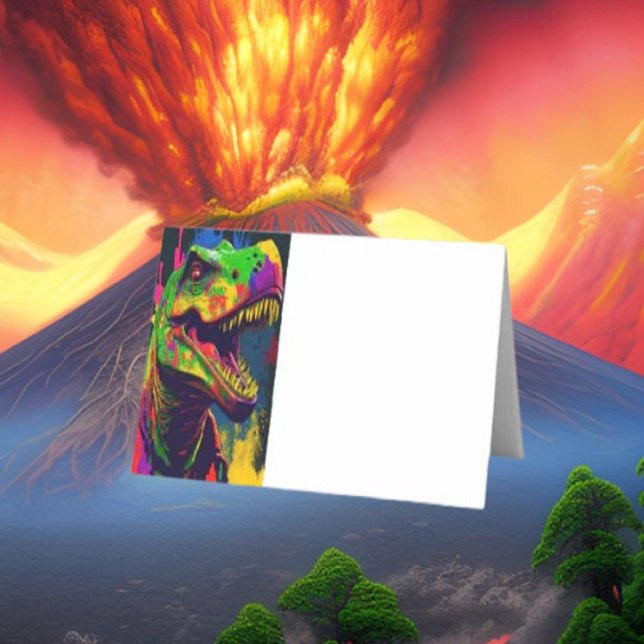 Dino Folded Place Card (dinosaur,banner,sign,birthday,party,dino,t rex,jurassic,personalized,for kids)