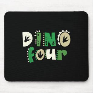 Dino Four Birthday Dinosaur 4th Birthday Matching Mouse Pad
