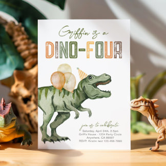 Dino-Four Birthday Invitation 