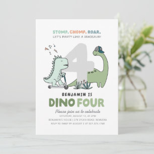 Dino-Four Birthday Party Invitation