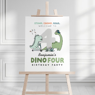 Dino Four Birthday Welcome sign