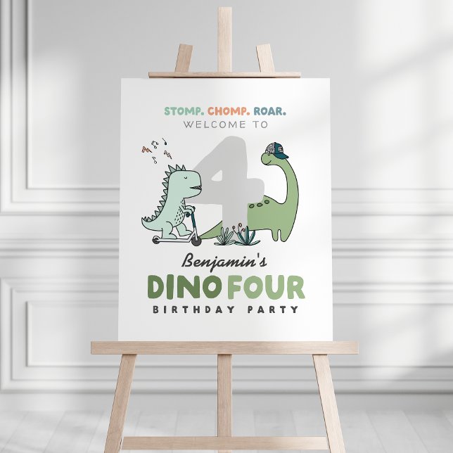 Dino Four Birthday Welcome sign (Creator Uploaded)