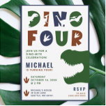 Dino Four Dinosaur 4th Birthday Party Invitation<br><div class="desc">We are always adding new designs weekly!</div>