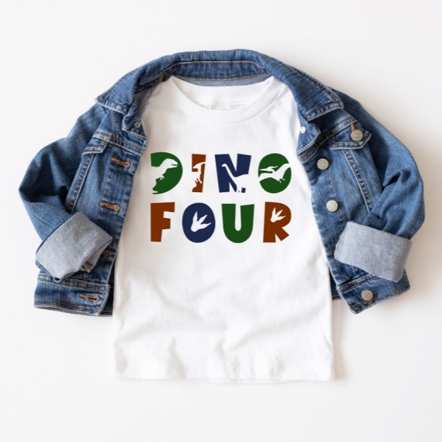 Dino Four Dinosaur 4th Birthday Party Toddler T-Shirt (Creator Uploaded)