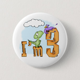 Dino Fun 3rd Birthday 6 Cm Round Badge