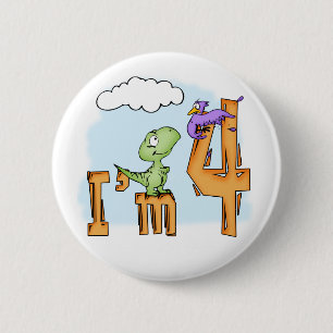 Dino Fun 4th Birthday 6 Cm Round Badge