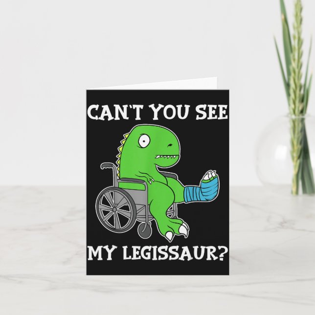 Dino Funny Get Well Broken Leg Gift Dinosaur With  Card (Front)