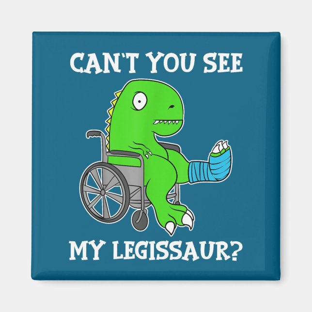 Dino Funny Get Well Broken Leg Gift Dinosaur With  Magnet (Front)