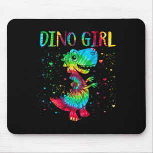 Dino Girl Dinosaur Lover Tie Dye Cute T-rex Hallow Mouse Pad