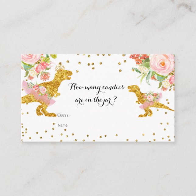 Dino Girl How Many Candies in the jar Card (Front)