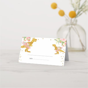 Dino Girl Pink Gold Table card