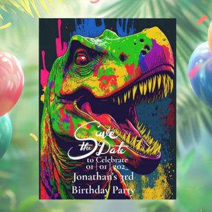 Dino Happy T-Rex Save the date  Postcard