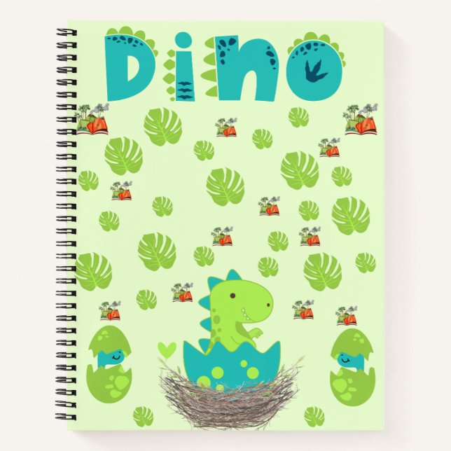 Dino Hatch & Jungle Leaves  Notebook (Front)