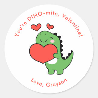 Dino Heart Personalised Valentine's Day Stickers
