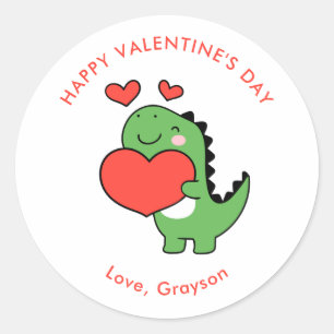 Dino Heart Personalised Valentine's Day Stickers