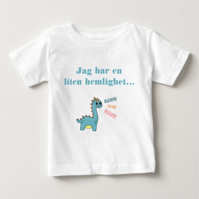Dino hemlighet ska bli storebror baby T-Shirt (Front)