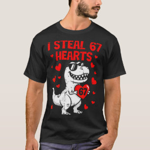 Dino Holding Heart I Steal 67 Hearts Funny Six Sev T-Shirt