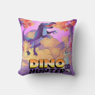 Dino Hunter Illustration Pillow