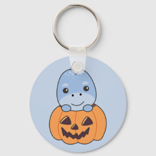 Dino In Pumpkin Sweet Dinos Happy Halloween Keycha Key Ring