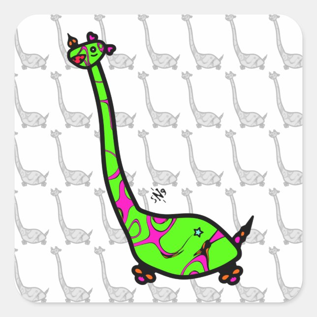 Dino Joe Colourful horned dinosaurs like creature  Square Sticker (Front)