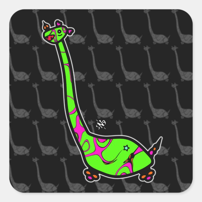 Dino Joe Colourful horned dinosaurs like creature  Square Sticker (Front)