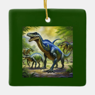 Dino Jungle Adventure Throw Pillow Ceramic Ornament