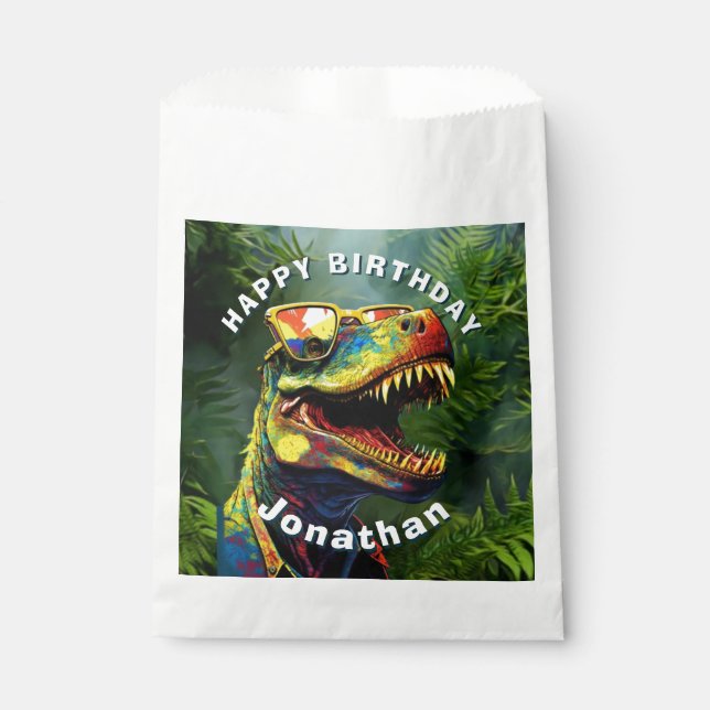 Dino Jurassic Jungle kids  Favour Bag (Front)