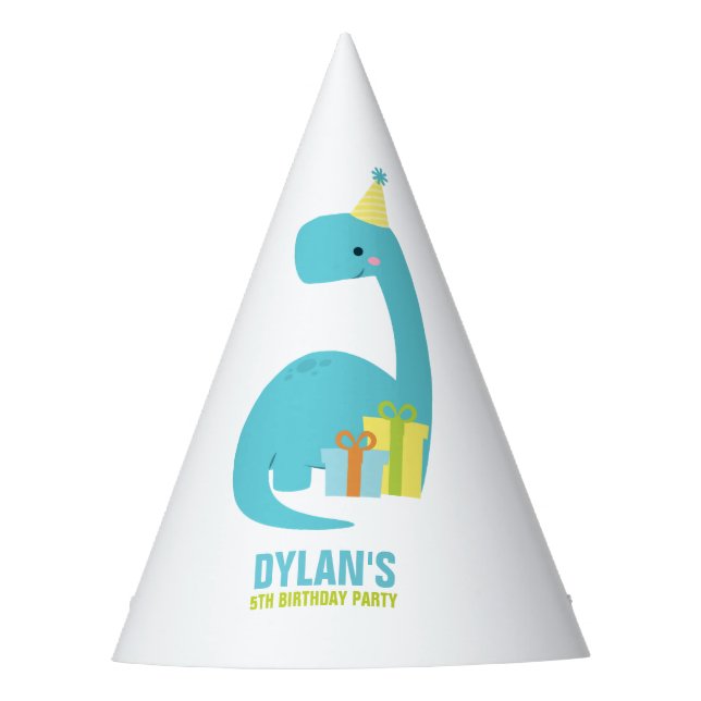 Dino Kids Birthday Party Hat (Front)