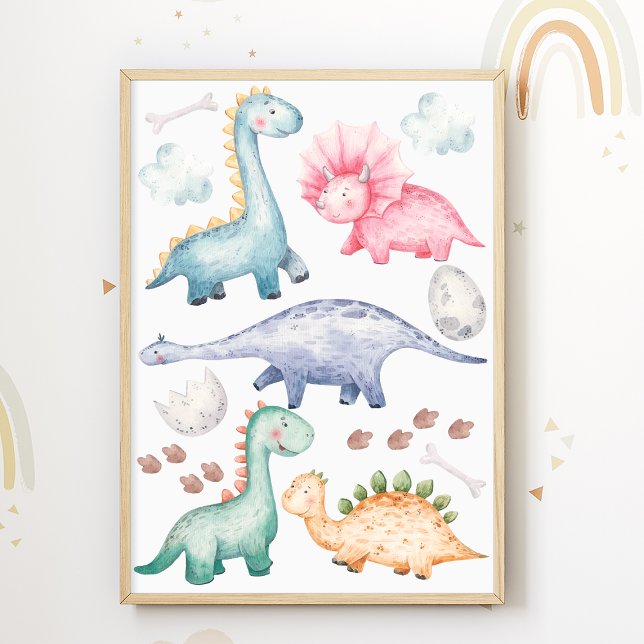 Dino Kids Room Print Colorful Dinosaurs Poster (Creator Uploaded)