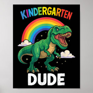 Dino Kindergarten Birthday Third Dinosaur Back To  Poster