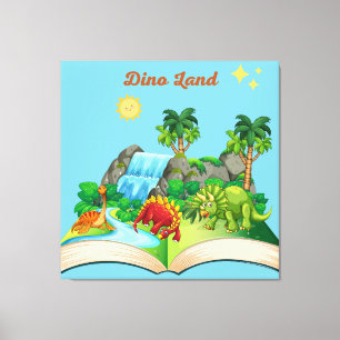 Dino Land reading is fun popup book Canvas Print