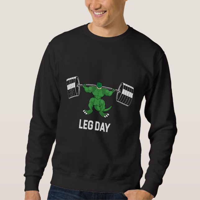 Dino Leg Day Bodybuilding Powerlifting Gym Lifting Sweatshirt (Front)